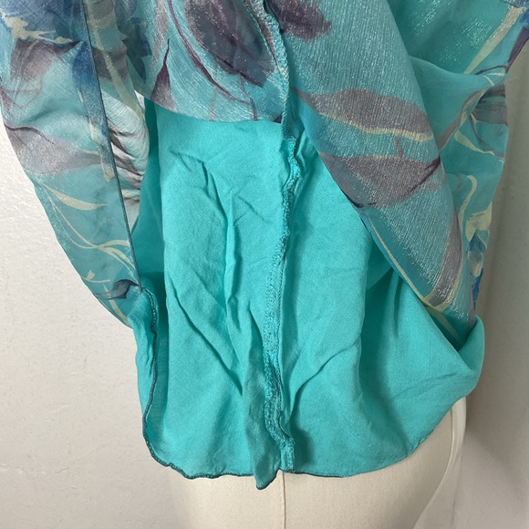 HIBISCUS COLLECTION HAWAII Blue Floral Babydoll Tank Top Y2K Resortwear Small - Picture 5 of 12